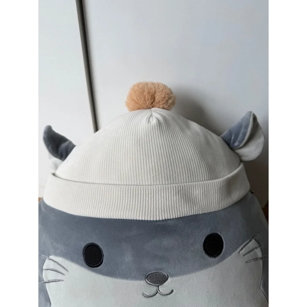 Squishmallows Miper the Chinchilla 16 Inch Gray Plush with Beanie Hat